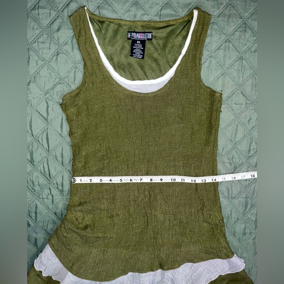 THE PYRAMID COLLECTION "Pixie" Layered Olive Sundress, size XS, LIKE NEW - Picture 9 of 11